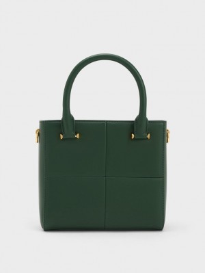 τσάντεσ tote Charles And Keith Georgette Square σκούρο πρασινο | 92807-XAPO