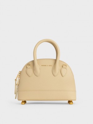 τσάντεσ tote Charles And Keith Harmonee Bowling Μπεζ | 56384-FQKA