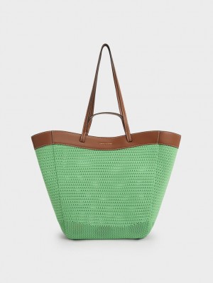 τσάντεσ tote Charles And Keith Ida Πλεκτά Sculptural πρασινο | 68153-BDIA