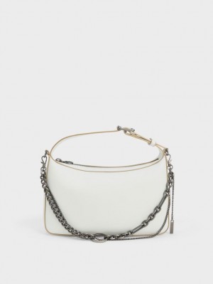 τσάντεσ tote Charles And Keith Jules δερματινα Chain-Embellished ασπρα | 74509-ITEL