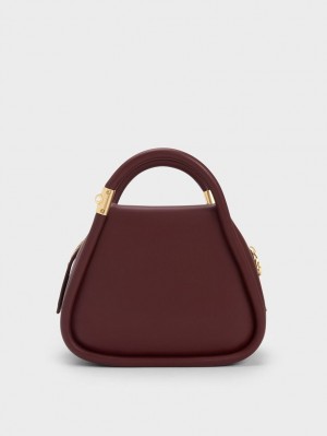 τσάντεσ tote Charles And Keith Lara Geometric σκούρο σοκολάτα | 56327-HVGY