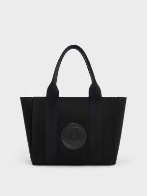 τσάντεσ tote Charles And Keith Large Kay καμβα μαυρα | 62854-PQVJ