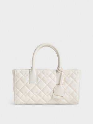 τσάντεσ tote Charles And Keith Nezu Καπιτονέ ασπρα | 10928-ZFVY