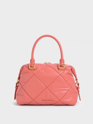 τσάντεσ tote Charles And Keith Paffuto Καπιτονέ κοραλι | 52067-TZPF