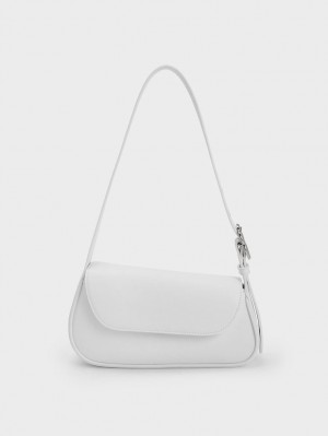 τσάντεσ tote Charles And Keith Petra Asymmetrical Front Flap ασπρα | 54208-IAFU