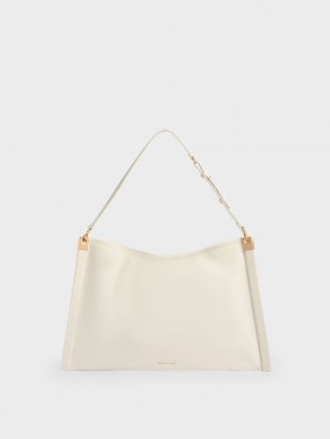 τσάντεσ tote Charles And Keith Ridley Slouchy κρέμα | 56213-ALMX
