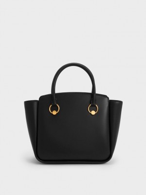 τσάντεσ tote Charles And Keith Ring-Embellished Large μαυρα | 97802-RZPE