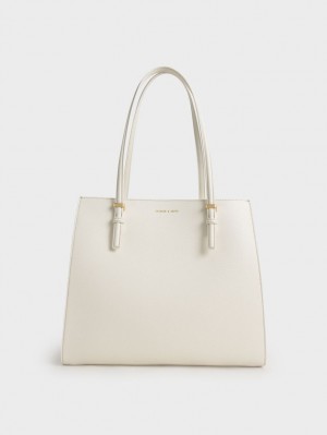 τσάντεσ tote Charles And Keith Sansa κρέμα | 32870-TORV