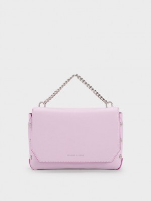 τσάντεσ tote Charles And Keith Screw Motif Front Flap μωβ | 48962-OZHM