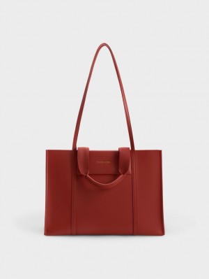 τσάντεσ tote Charles And Keith Shalia σκούρο κοκκινα | 09685-YTDI