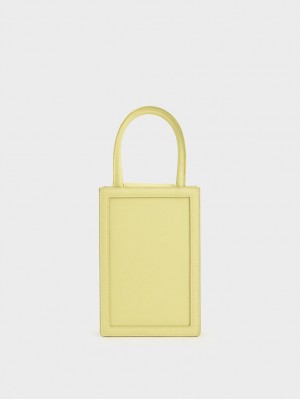 τσάντεσ tote Charles And Keith Solange Double Handle Elongated κίτρινα | 36501-HGBR