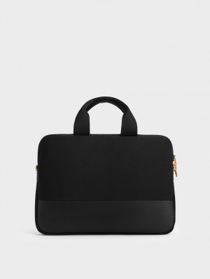 τσάντεσ tote Charles And Keith Textured Laptop μαυρα | 35169-IWEK