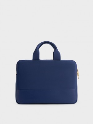 τσάντεσ tote Charles And Keith Textured Laptop σκουρο μπλε | 97106-XFSG