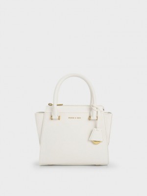 τσάντεσ tote Charles And Keith Trapeze ασπρα | 68025-ROED