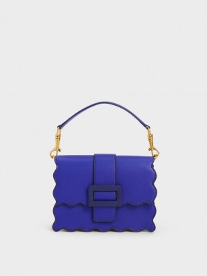 τσάντεσ tote Charles And Keith Waverly Scallop-Trim μπλε | 35620-PNFB