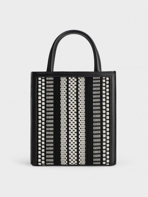 τσάντεσ tote Charles And Keith Woven Double Handle μαυρα | 61835-ZLKO