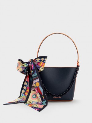 bucket bags Charles And Keith Alcott Scarf σκουρο μπλε | 48730-GDIS