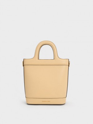 bucket bags Charles And Keith Bronte Top Handle Μπεζ | 28961-OFQJ