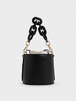 bucket bags Charles And Keith Catena μαυρα | 25896-DMNT