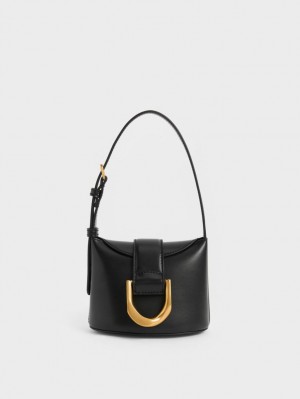 bucket bags Charles And Keith Gabine μαυρα | 27495-AGXQ