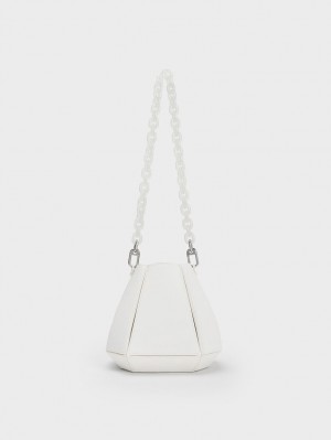 bucket bags Charles And Keith Geometric Structured ασπρα | 73120-CHLZ