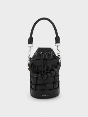 bucket bags Charles And Keith Heart Motif Caged μαυρα | 17654-VUTB