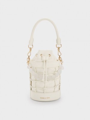 bucket bags Charles And Keith Heart Motif Caged ασπρα | 24390-ERKA
