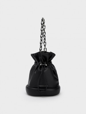 bucket bags Charles And Keith Shiloh Drawstring μαυρα | 60328-KZWR