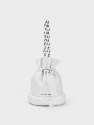 bucket bags Charles And Keith Shiloh Drawstring ασπρα | 92346-NUVJ