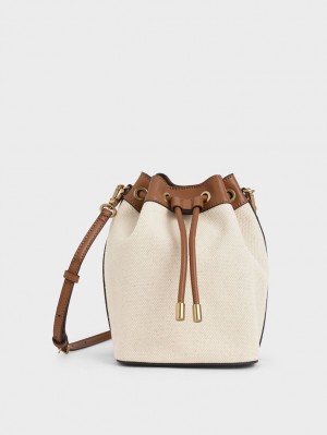 bucket bags Charles And Keith καμβα Drawstring καφε | 85320-YOJH