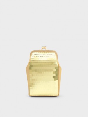 pouches Charles And Keith Disc-Embellished Chain Handle χρυσο χρωμα | 93675-ZJEG