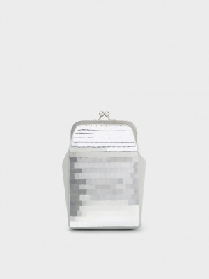 pouches Charles And Keith Disc-Embellished Chain Handle ασημι | 54621-WBFP