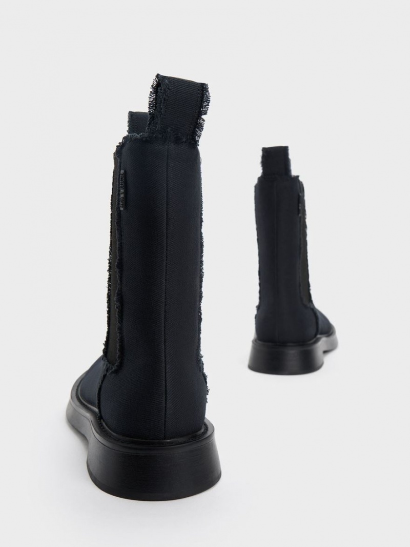 Chelsea Boots Charles And Keith Bryn Denim σκούρο μπλε | 29653-FHEA