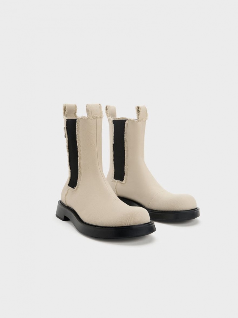 Chelsea Boots Charles And Keith Bryn Denim Μπεζ | 61478-OCXB