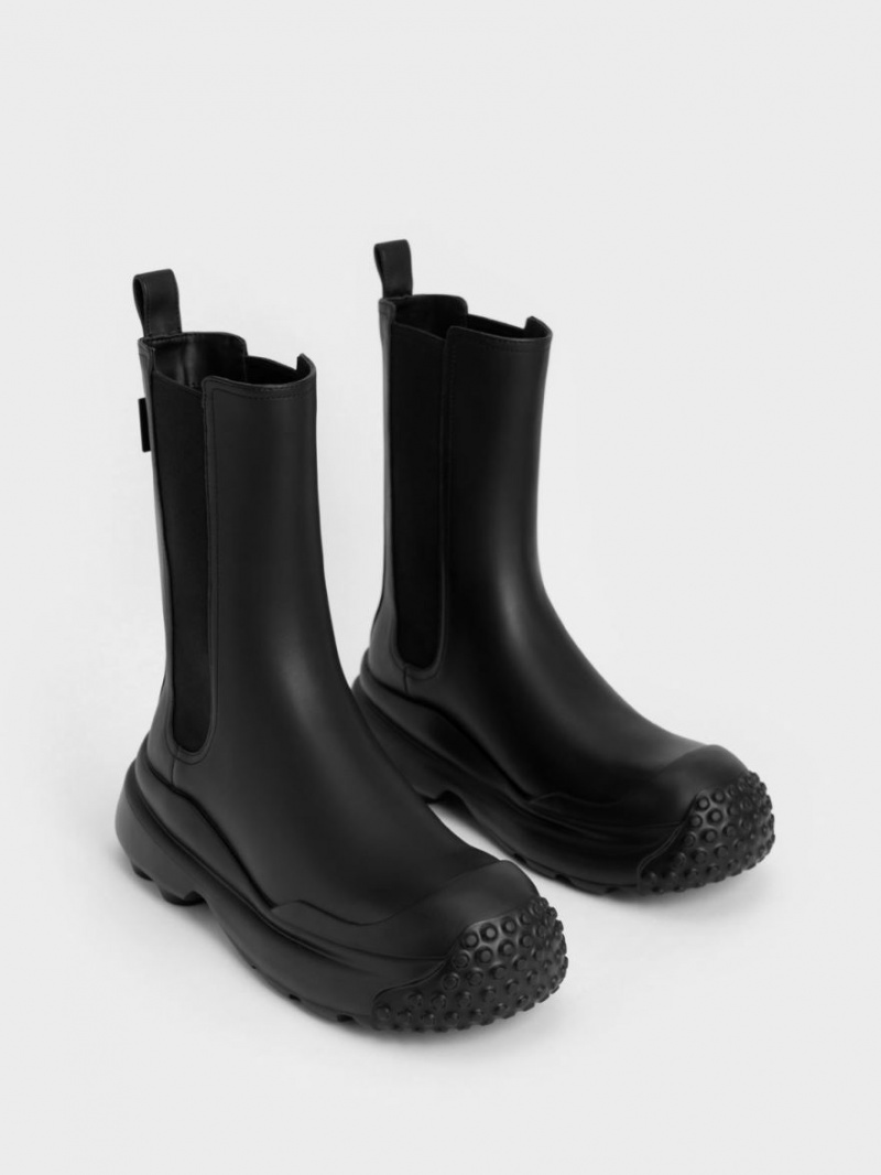 Chelsea Boots Charles And Keith Elba Round-toe μαυρα | 31502-NIEZ