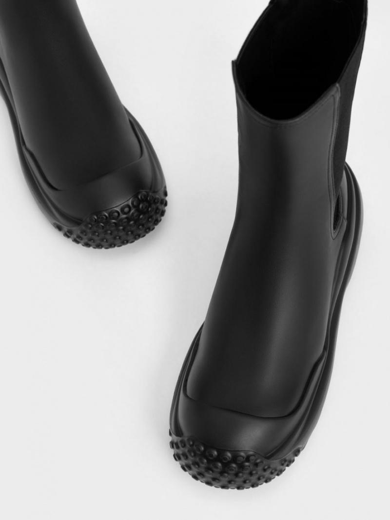 Chelsea Boots Charles And Keith Elba Round-toe μαυρα | 31502-NIEZ