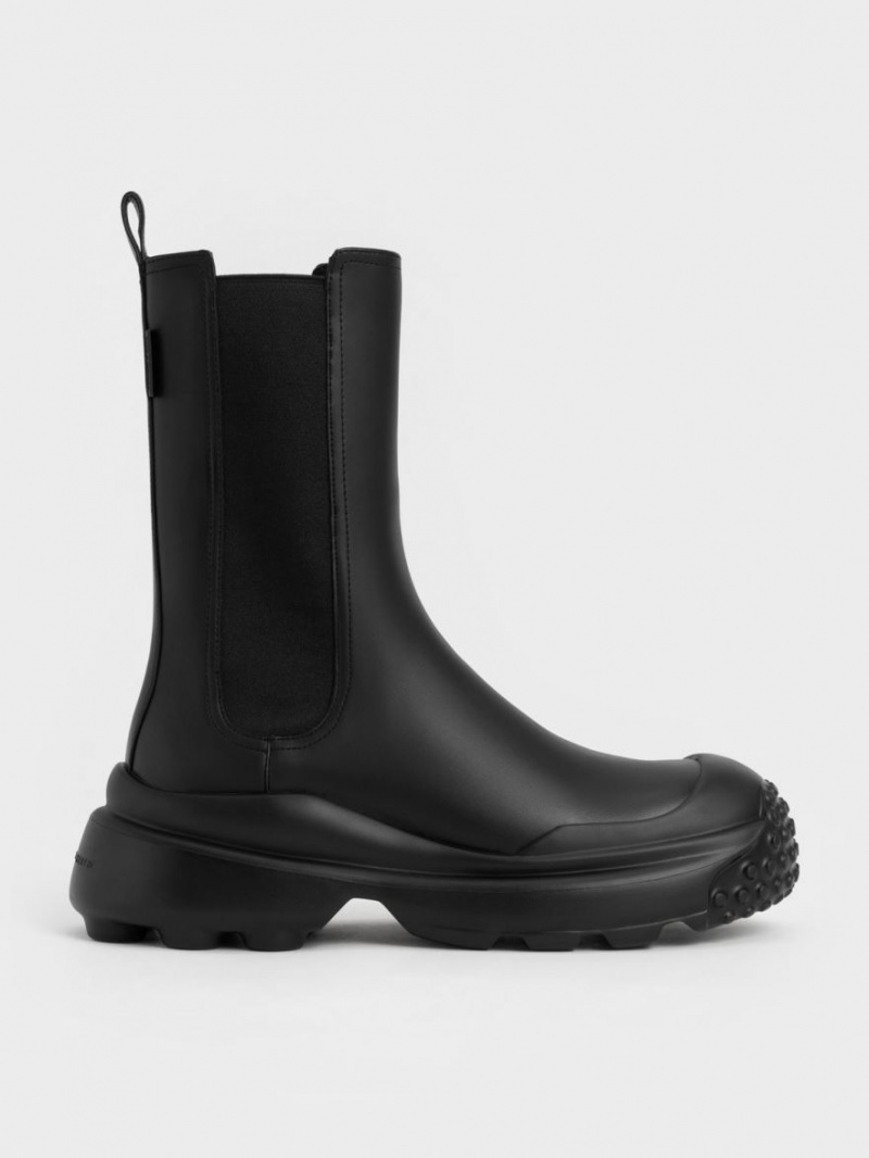 Chelsea Boots Charles And Keith Elba Round-toe μαυρα | 31502-NIEZ