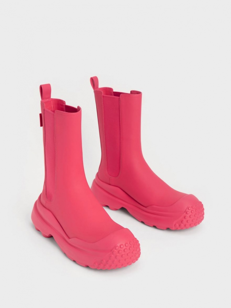 Chelsea Boots Charles And Keith Elba Round-toe ροζ | 46510-HOUZ