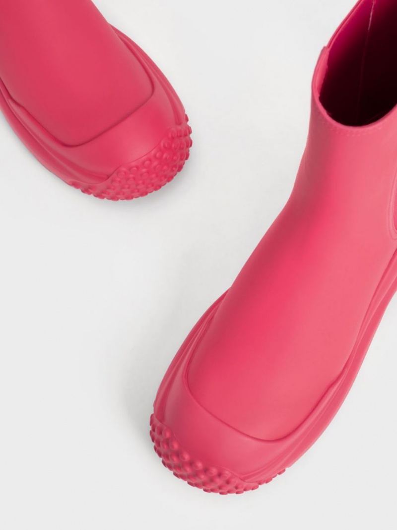 Chelsea Boots Charles And Keith Elba Round-toe ροζ | 46510-HOUZ