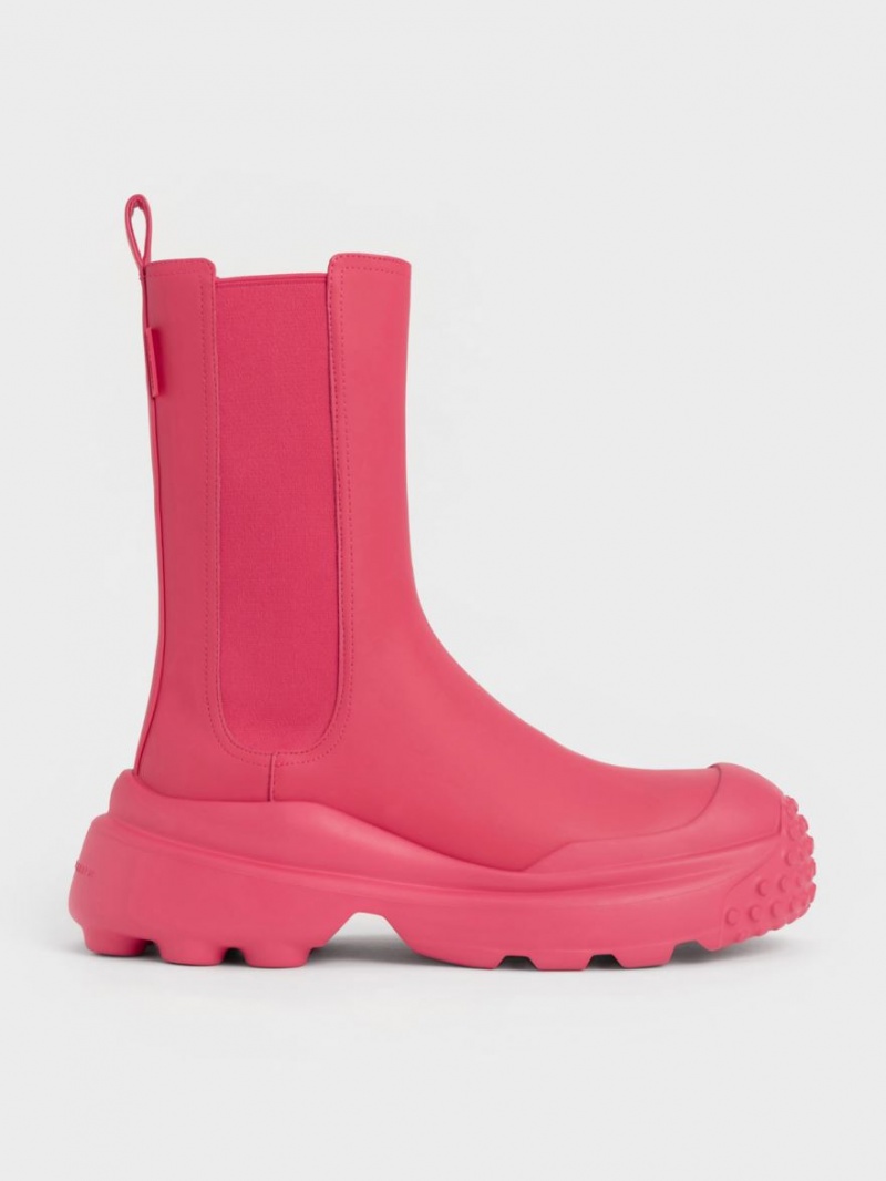 Chelsea Boots Charles And Keith Elba Round-toe ροζ | 46510-HOUZ
