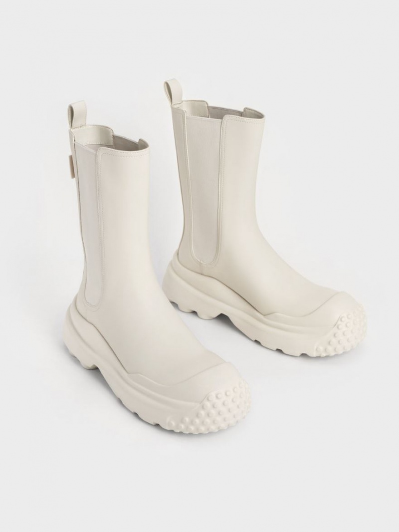 Chelsea Boots Charles And Keith Elba Round-toe ασπρα | 18975-WDGC