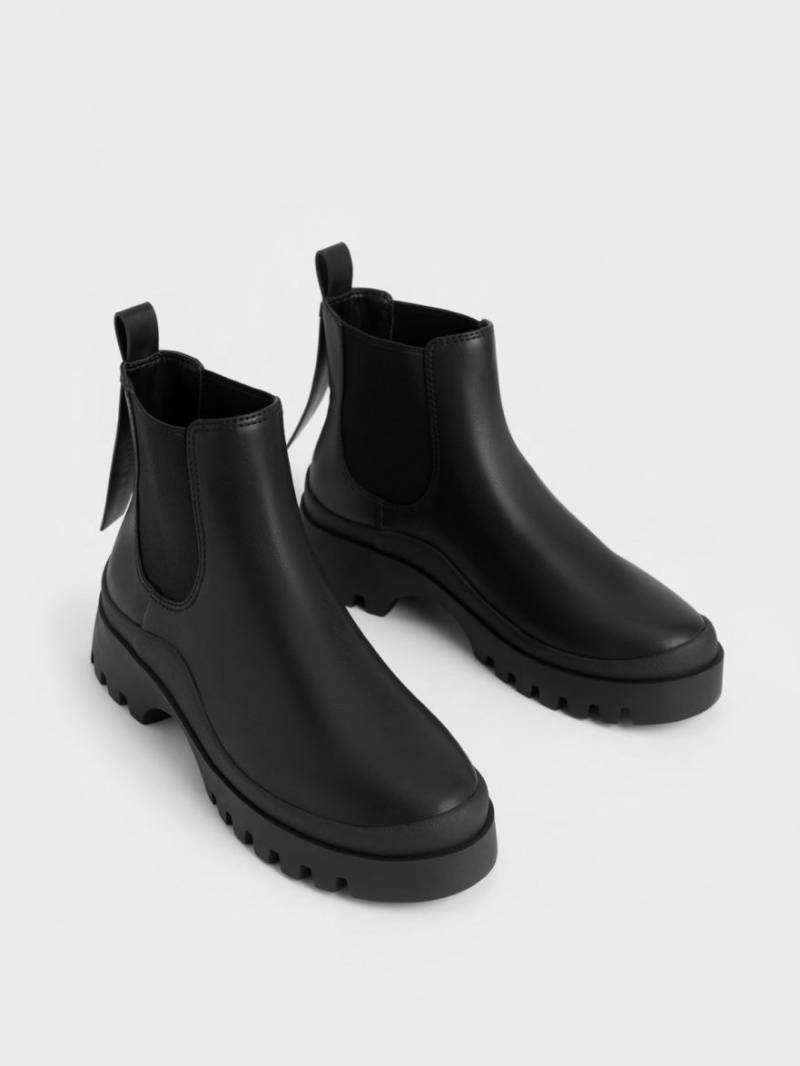 Chelsea Boots Charles And Keith Extended Pull Tab μαυρα | 68045-KXFR