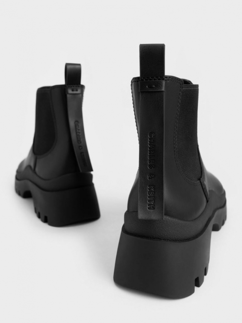 Chelsea Boots Charles And Keith Extended Pull Tab μαυρα | 68045-KXFR