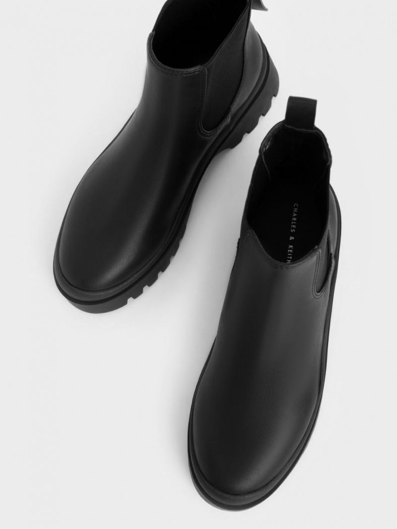 Chelsea Boots Charles And Keith Extended Pull Tab μαυρα | 68045-KXFR