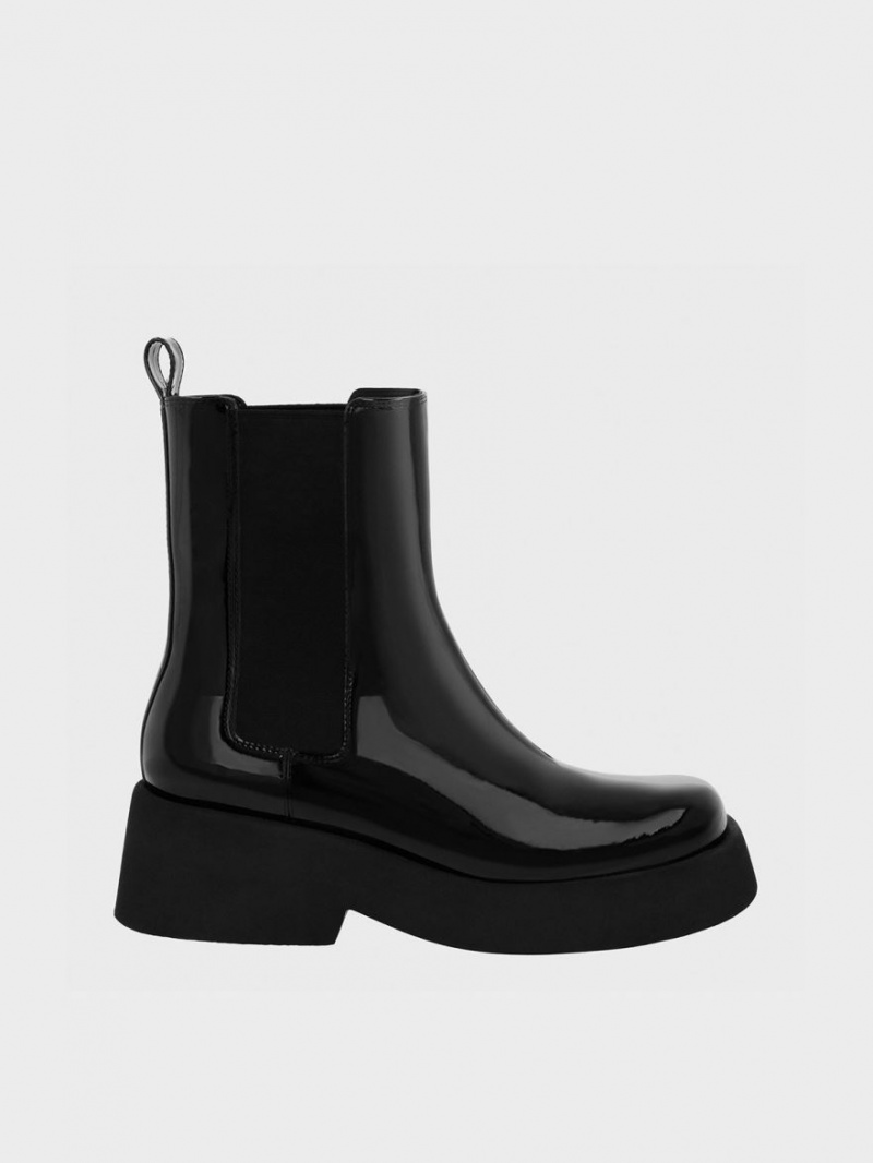 Chelsea Boots Charles And Keith Giselle λουστρινι μαυρα | 98705-XAJB