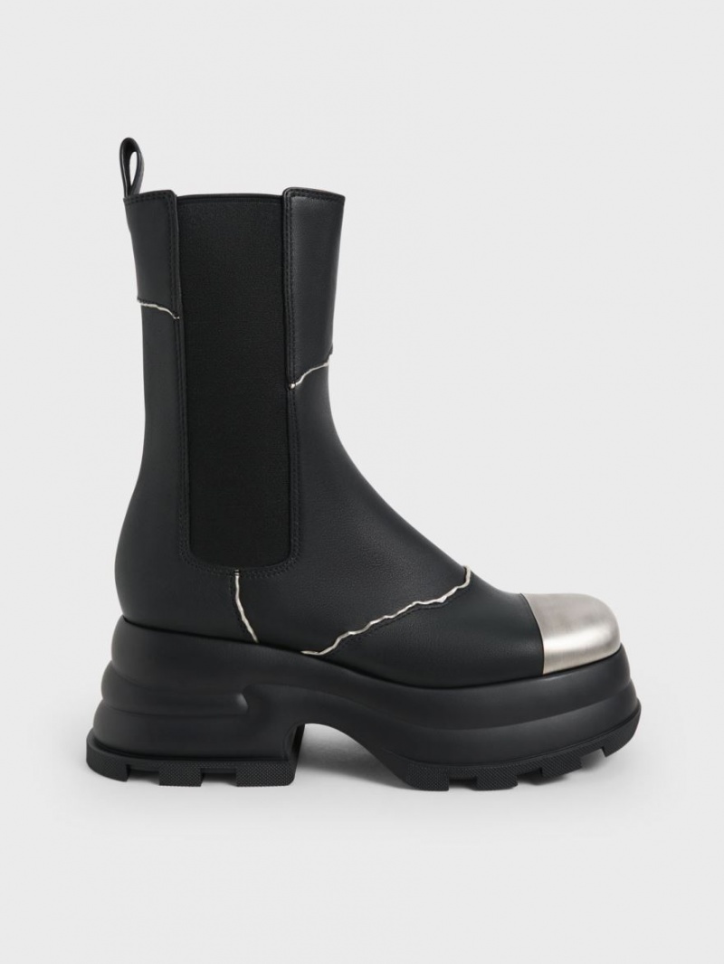 Chelsea Boots Charles And Keith Jules δερματινα μαυρα | 70192-VTEQ
