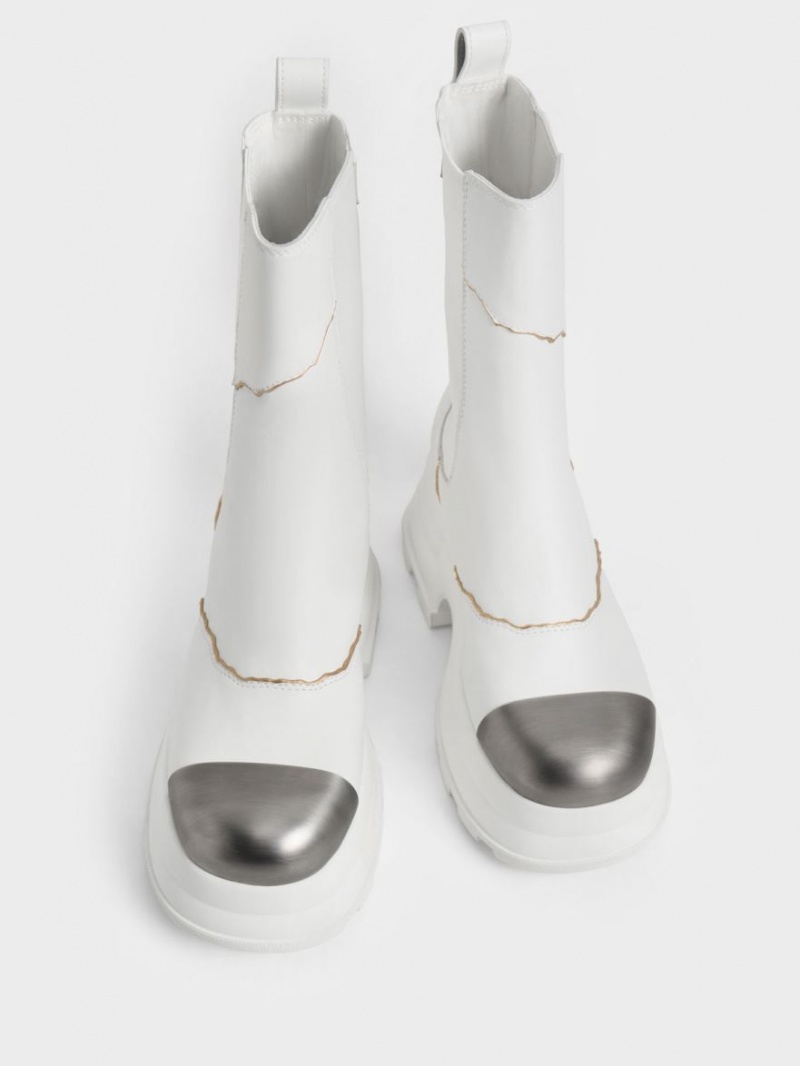 Chelsea Boots Charles And Keith Jules δερματινα ασπρα | 20539-ERLP