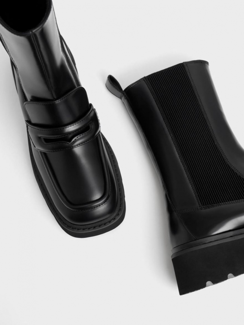 Chelsea Boots Charles And Keith Penny Loafer μαυρα | 85306-PFYG