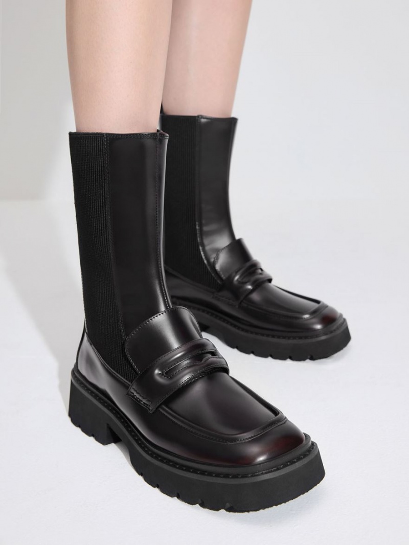 Chelsea Boots Charles And Keith Penny Loafer μπορντο | 32765-KLUY