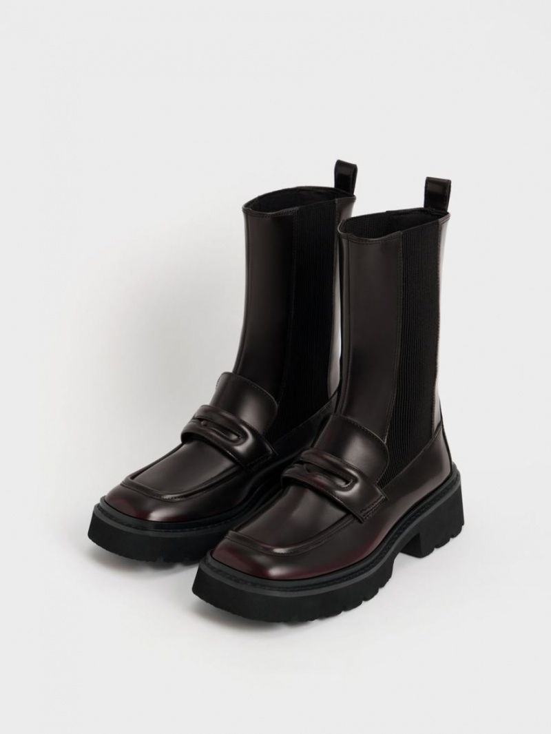 Chelsea Boots Charles And Keith Penny Loafer μπορντο | 32765-KLUY